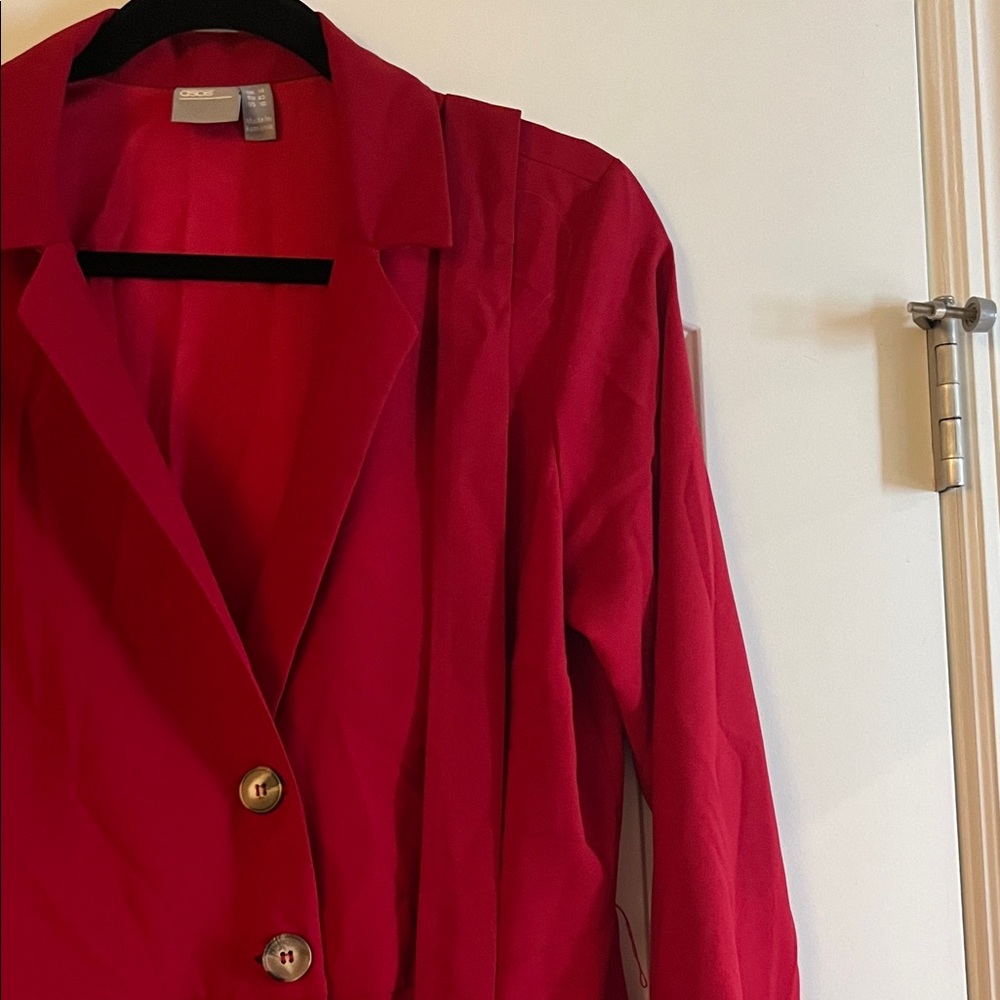ASOS Red Long Sleeve Dress with Button Detail